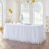 1 шт. Белая сетчатая юбка для стола с золотой кромкой, один слой ткани, два слоя фатина, юбка для стола на липучке, украшения для свадебной вечеринки