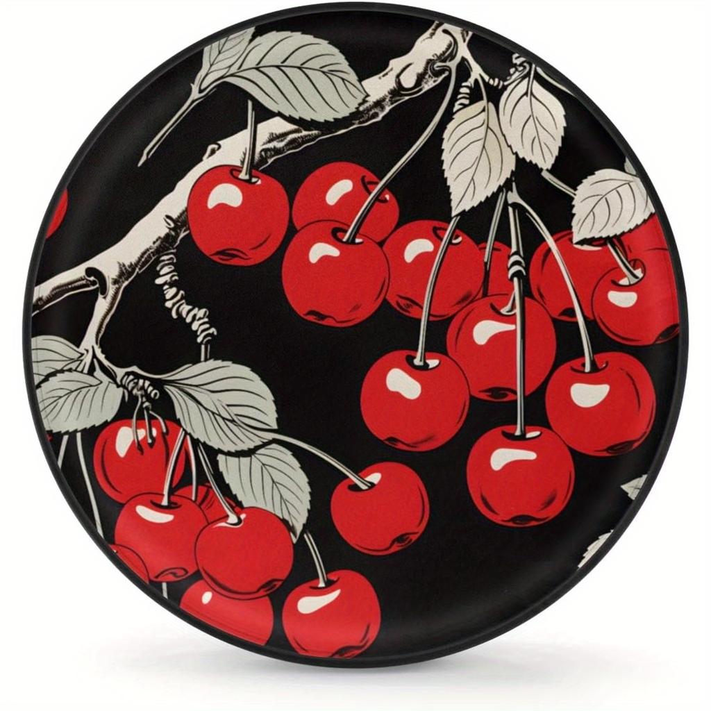 1pc Cherry Pattern Print, Tire Cover For Spare Tires, Suitable For 14 Inch, 15 Inch, 16 Inch, And 17 Inch Tires