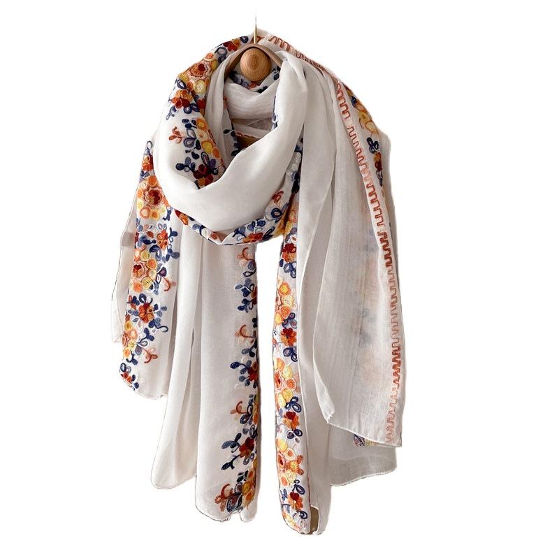 Летний солнцезащитный платок, пляжный шарф, тонкий этнический шарф, модный темпераментный платок из хлопка и льна из вьетнамского тюля для женщин