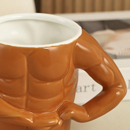 Забавная кофейная кружка Новинка Кружка в форме мускулистого мужчины Новинка Керамическая чашка с ложкой Подарки на день рождения и Рождество для любителей мускулов