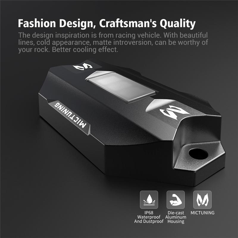 MICTUNING C1 8 Pods RGBW LED Rock Lights Remote Multicolor Underglow Neon Light Kit Wireless App Controller Music Mode