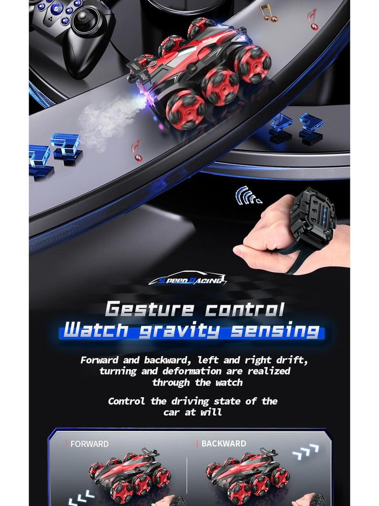 Трюковая машина с шестью ведущими колесами, дрифтом, дистанционным управлением, музыкальными и эффектами распыления – 2.4G внедорожный автомобиль для лазания, игрушка