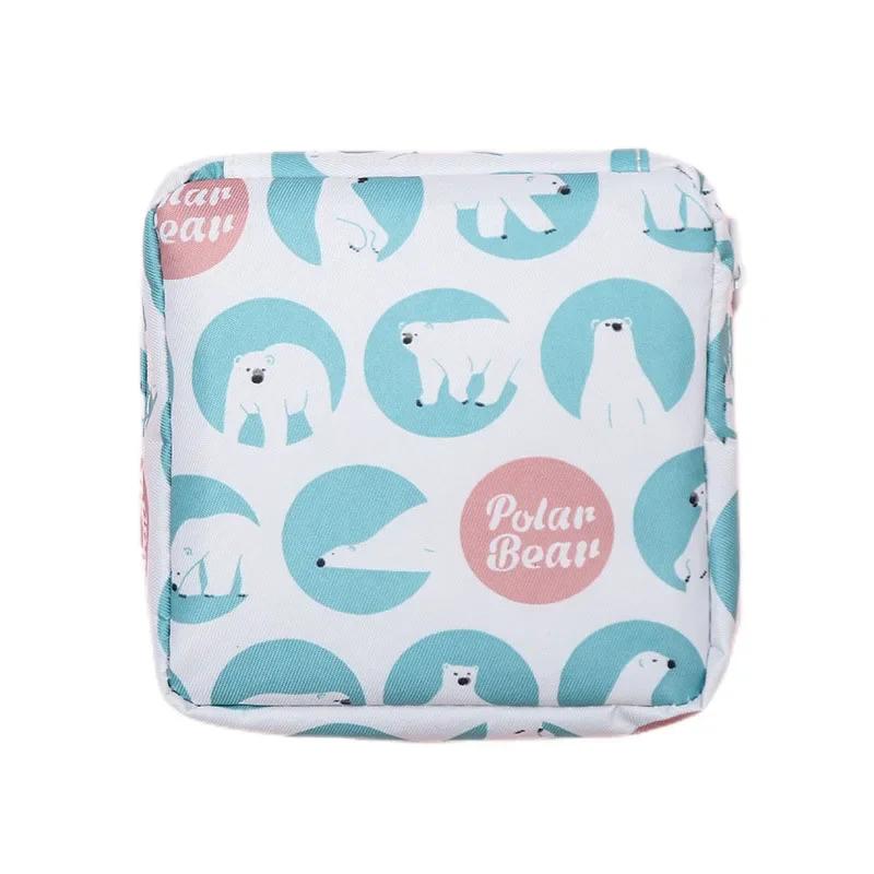 Женщины Девочки Kawaii Салфетка Гигиенические прокладки Сумка-органайзер Косметичка Сумки для тампонов Милые дорожные гаджеты Сумка для хранения помады