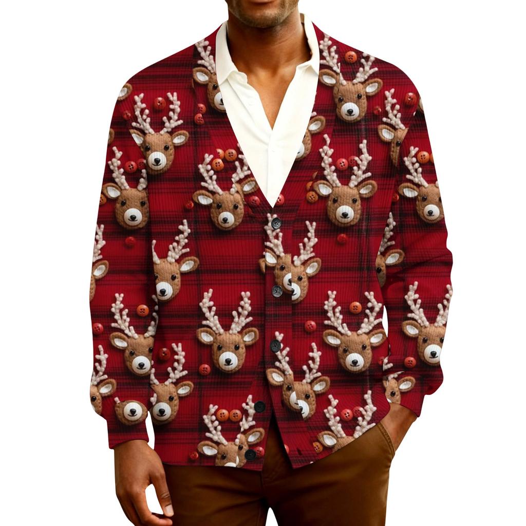 Мужской кардиган с длинным рукавом, рубчатой вязки