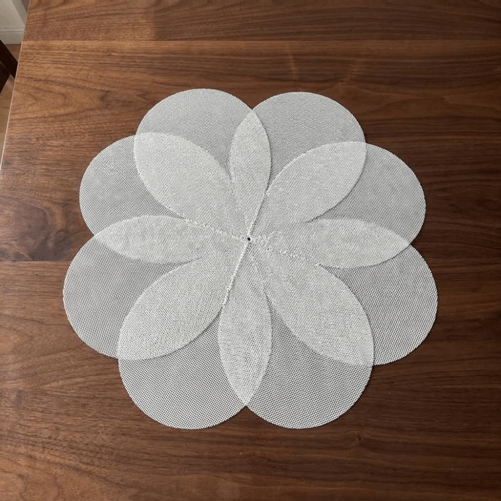 2PCS Sewing Petal Design Jute Placemat Eco-Friendly Table Mat Creative Coffee Coaster Kitchen