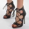2025 Новый Дизайн Туфли-Босоножки с Открытым Носком и Тонким Каблуком Женские Модные На Шнуровке с Молнией Платье Гладиаторы