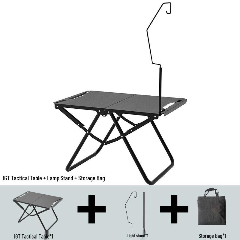 Portable Lightweight Foldable Outdoor Camping Table - Quick-Open Tactical Design, Multifunctional Carbon Steel BBQ Table.