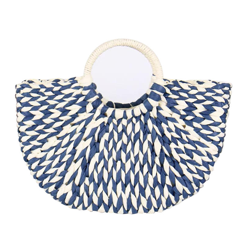 Women'S Wicker Handbag Semicircle Bags Totes Beach Straw Woven Rattan Bag Retro Rattan Bag Handknitting