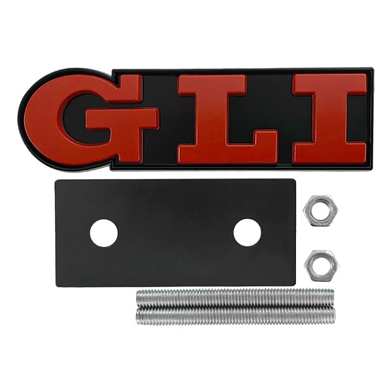 BHE1 For VW VOLKSWAGEN 2026 New 3D Metal Red Black GLI Logo Front Grill Emblem Badge For Volkswagen VW Sagitar Bora Jetta MK4 MK2 Mk3