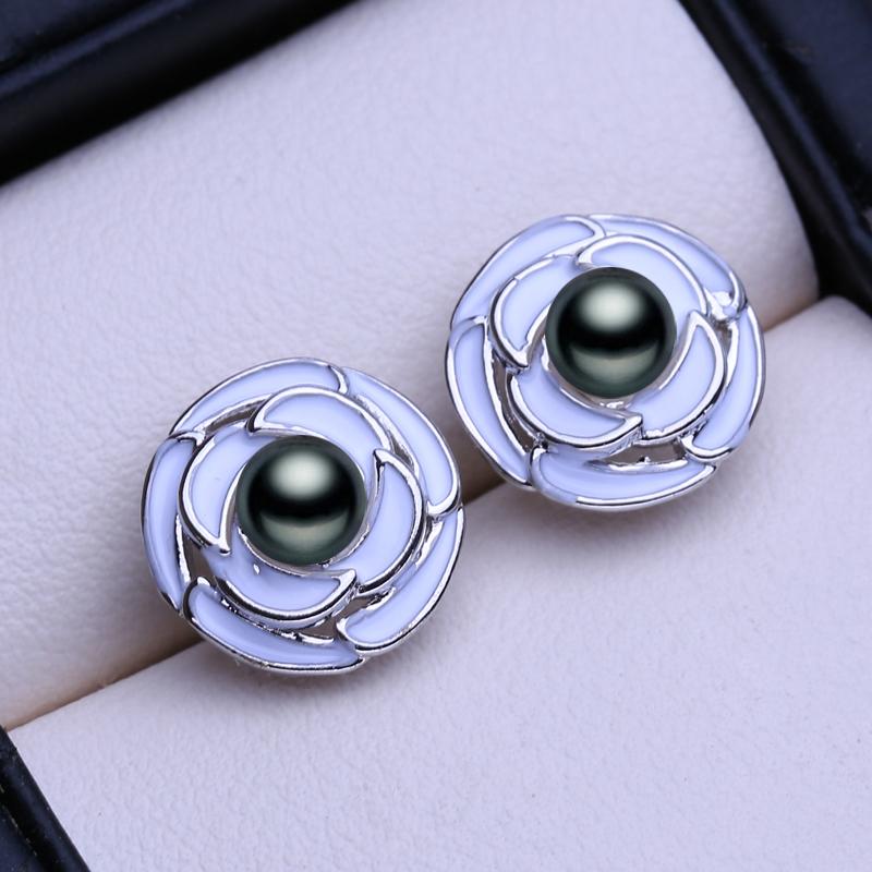 LSOOYH серьги-гвоздики из натурального пресноводного культивированного жемчуга для женщин и девочек, модные серьги-гвоздики серебряного цвета с цветком, подарок на день рождения