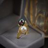 French Fashion Baroque Retro Pearl Ring Women'S Niche Design Light Luxury High-End Temperament Index Finger Ring
