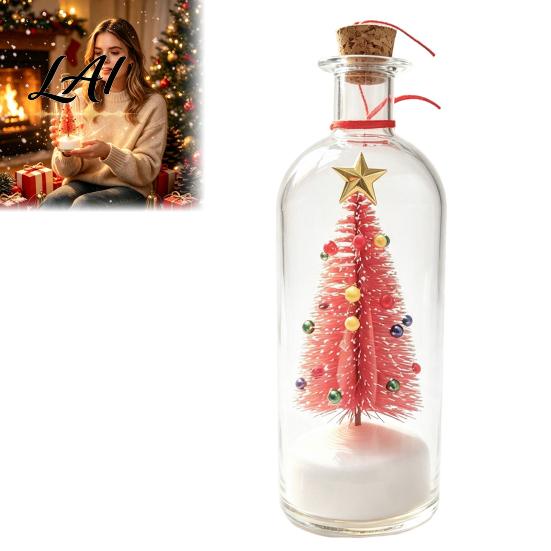Warm Light Christmas Gift Recordable Message Bottle Night Light Tree Ornaments LED Lighted Wishing Eve Present for Friends Decoration with