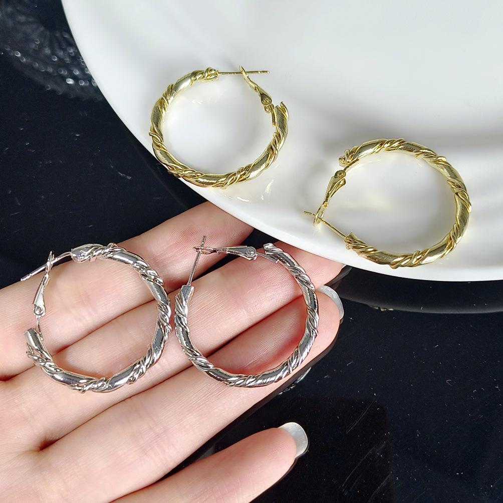 Elegant Twist Circle Earrings: Versatile Niche Design for Fashion-Forward Women.