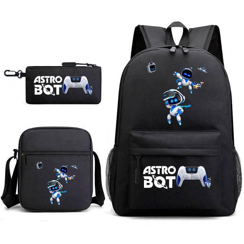 Teen Schoolbag, Universe Robot, Primary School Student Starry Sky Personality Heat Transfer Backpack Three-piece Set