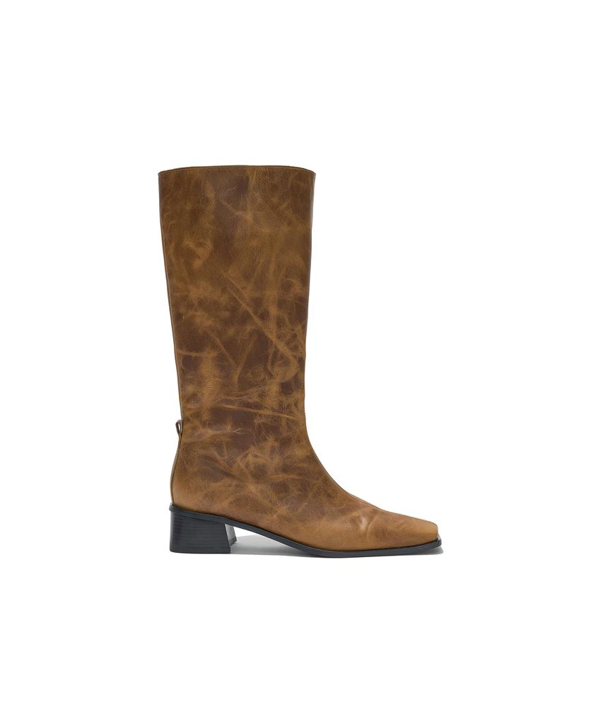Partimento Women Slim Square Toe Midi Boots_Camel