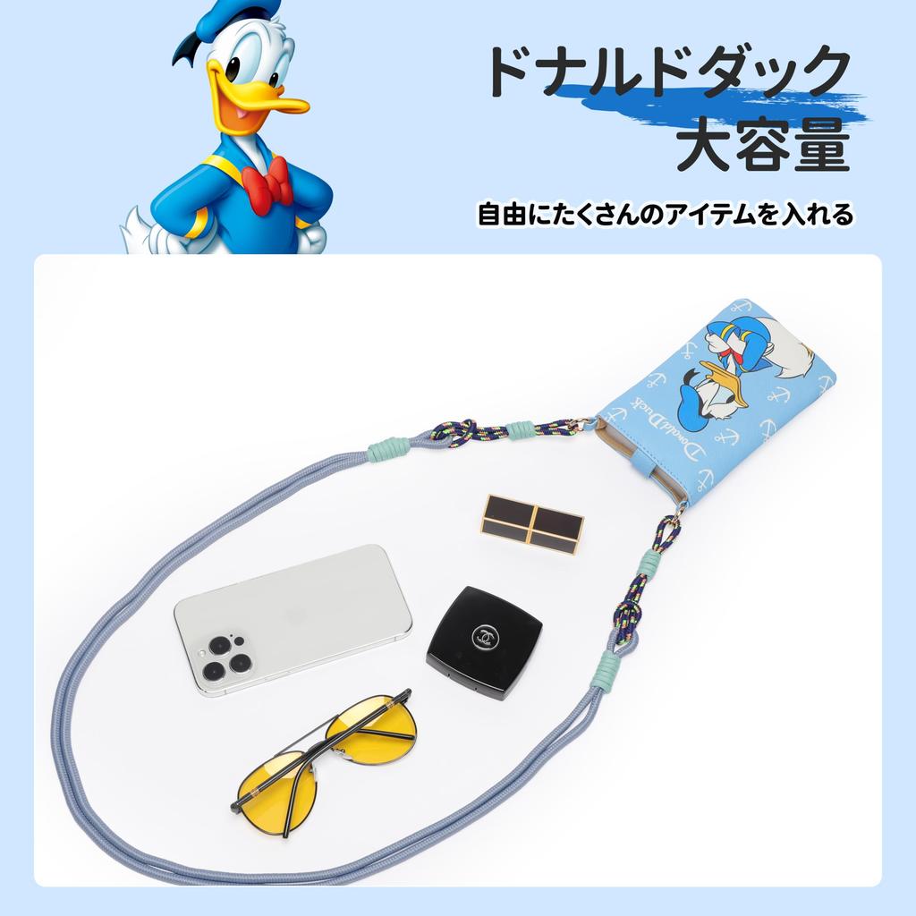 Notre Disney Officially Licensed Smartphone Fashion Shoulder Crossbody PVC Neck Pouch with Belt Pouch, Bag, Bag, (DONALD DUCK)