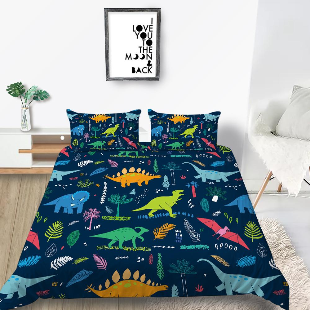 Комплект постельного белья с 3D динозавром, доисторические животные, для мальчиков, пододеяльник, двойной, EU135 * 200, полноразмерный, быстросохнущий, на молнии, для домашнего интерьера