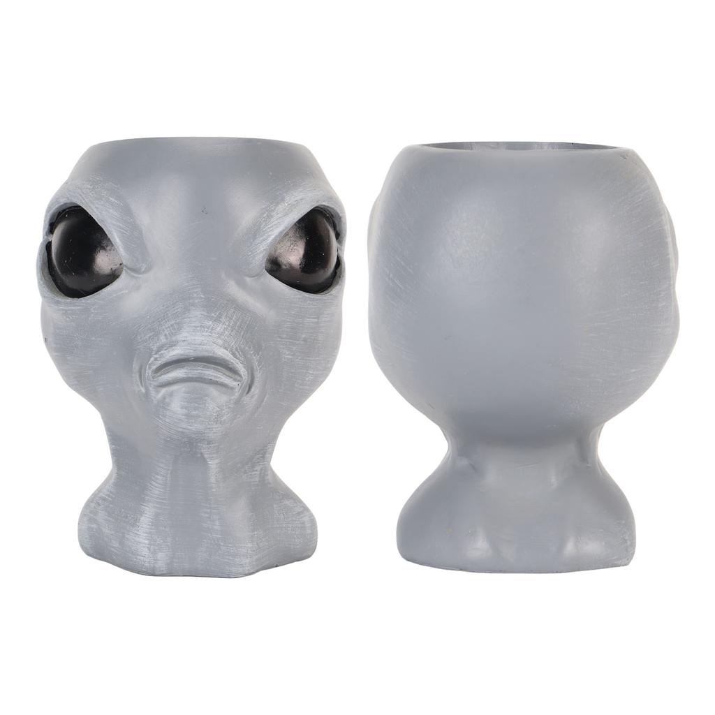 Alien Flower Pot Head Planter Pot Cute Resin Succulent Planter Ornament with Big Eyes Large Opening