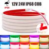Водонепроницаемая светодиодная лента COB IP68 12 В 24 В Гибкая светодиодная неоновая лента 320 светодиодов/м Высокая плотность Линейный свет Наружный Бассейн