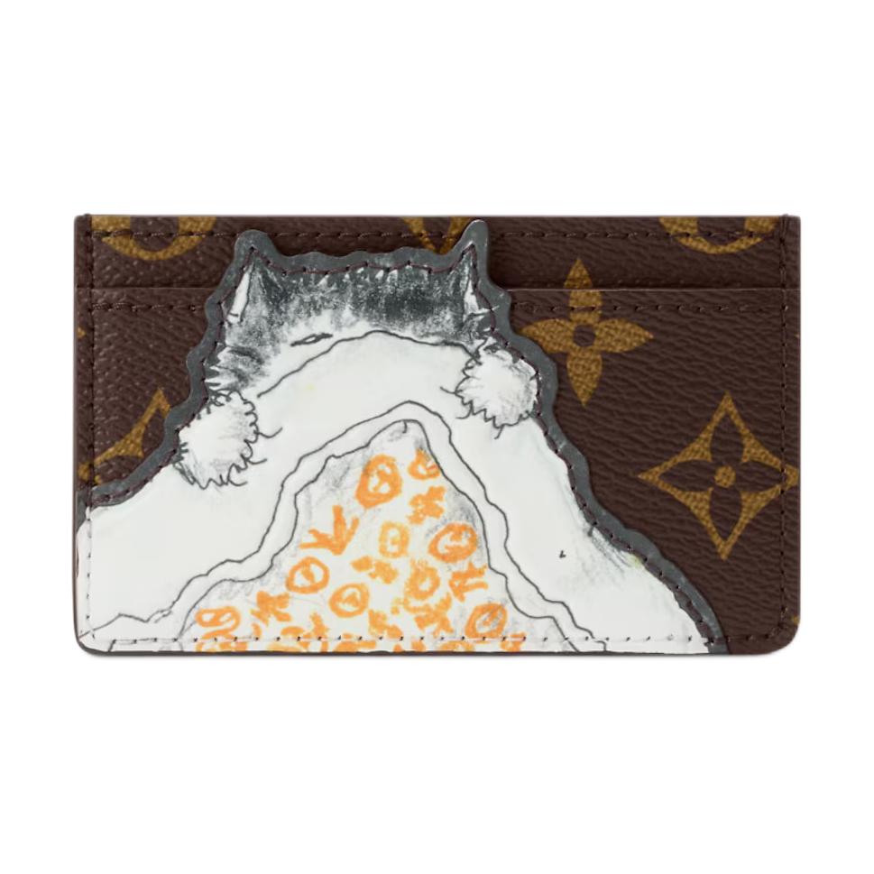 Louis Vuitton X Grace Coddington Collaboration Catogram Cat Nap Monogram Coated Canvas Card Holder Women accessories Brown M15155