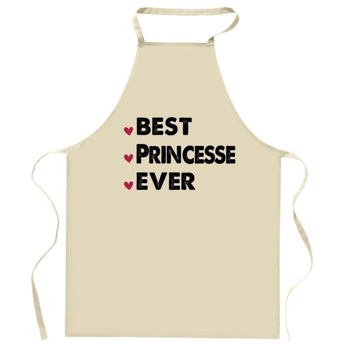 Tablier de cuisine - PRINCESSE Best Ever - Coton résistant - Impression France DTG - Liens ajustables