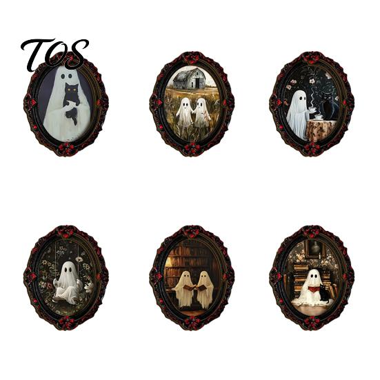 Retro Photo Frame Magnets Halloween Dark Style Refrigerator Magnet, Gothic Oval Reusable Magnetic Frames Decorative Sticker for Metal Cabinets Kitchen