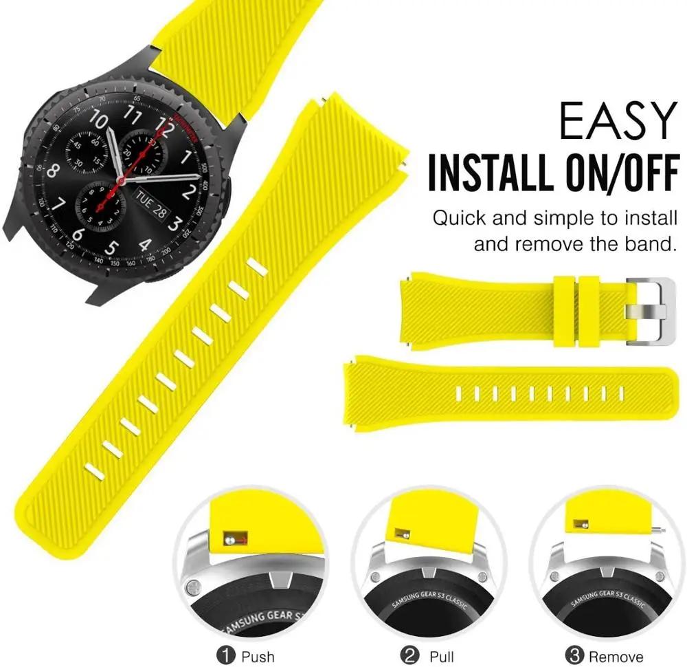 Ремешок 20 мм 22 мм для Samsung galaxy watch4 44 мм/40 мм 5 pro active 2 Gear s3, силиконовый браслет Correa, браслет Huawei Watch gt2/3/2e