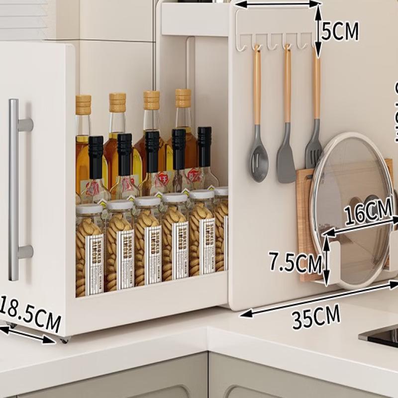 3-Tier Carbon Steel Kitchen Spice Rack with Hooks & Cutting Board Holder