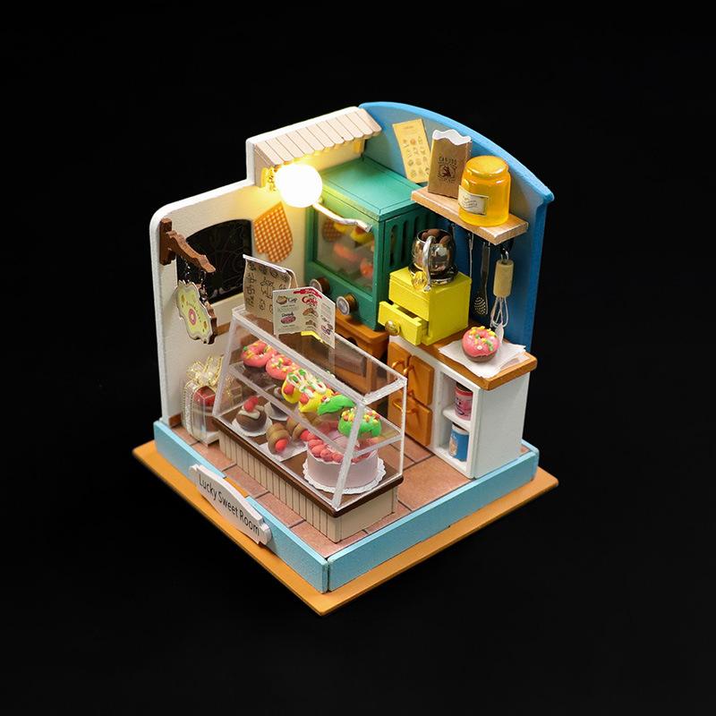 Кофейня Детский домик Мини DIY ручной работы 3D головоломка Сборка Строительная модель Игрушки, украшение для спальни дома P542