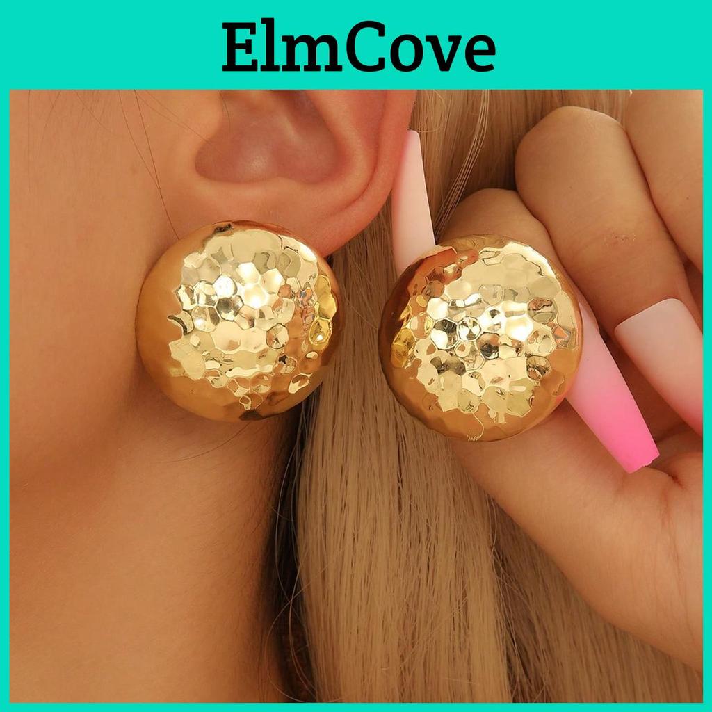 Glamorous Earrings Golden Color Stud Fashionforward Chunky Balls With Textured Irregular Surface Perfect For Daily Wear Parties And Casual Dates