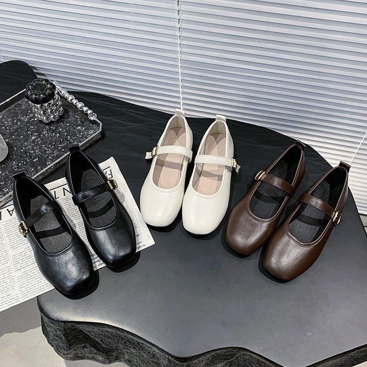 2025 весна и лето новые туфли на плоской подошве с пряжкой из одного слова туфли Мэри Джейн с неглубоким горлом модные туфли с юбкой женские туфли