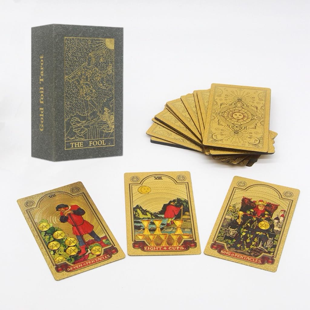 Gold Foil Tarot Prophet Tarot Cards with 78 Tarot Card Deck Fortune Telling Classic Traditional Tarot Deck Standard for Beginners and Expert Readers