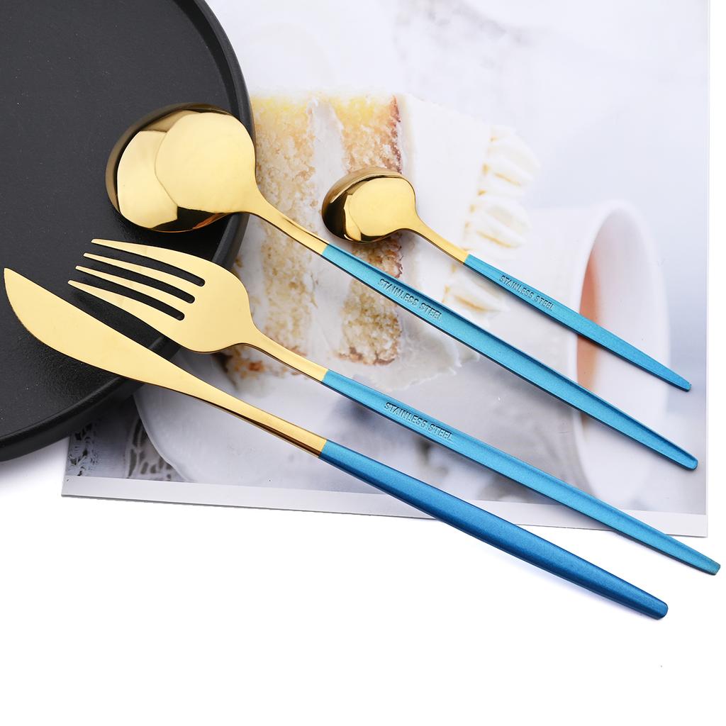 Высокое качество 24 шт., набор столовых приборов из черного золота, нож, вилка, чайная ложка, столовые приборы, зеркало, посуда из нержавеющей стали, кухонное серебро в западном стиле