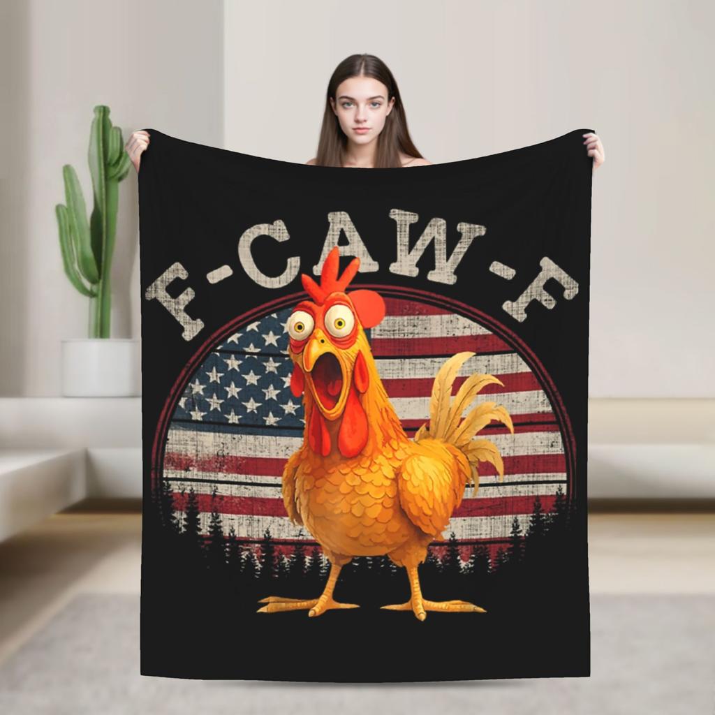 F-Caw-F Chicken Funny Fashion Blanket Fleece Decoration Multi-function Lightweight Throw Fashion Blanket for Bed Bedroom Plush Thin Quilt