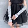 Lolita Ballet Style White Lace Gloves with Sleeves for Women - Thin Summer Sun Protection, Spicy Girl Lace-up Design