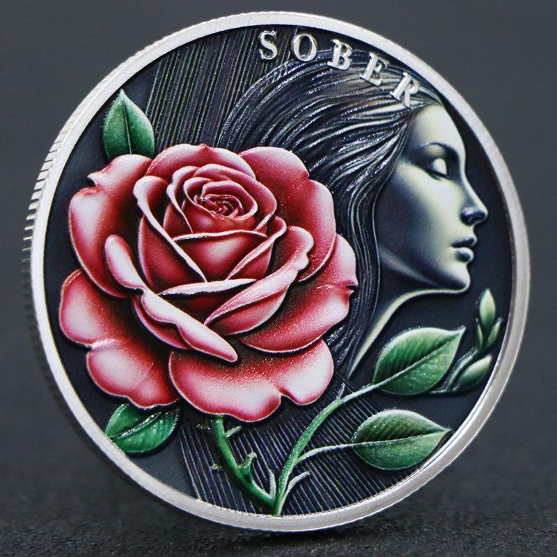 Памятная монета Pink Lady Rose Love, подарок на День святого Валентина, с золотым и серебряным покрытием, памятная медаль, монета, рождественский подарок, наполнители для чулка