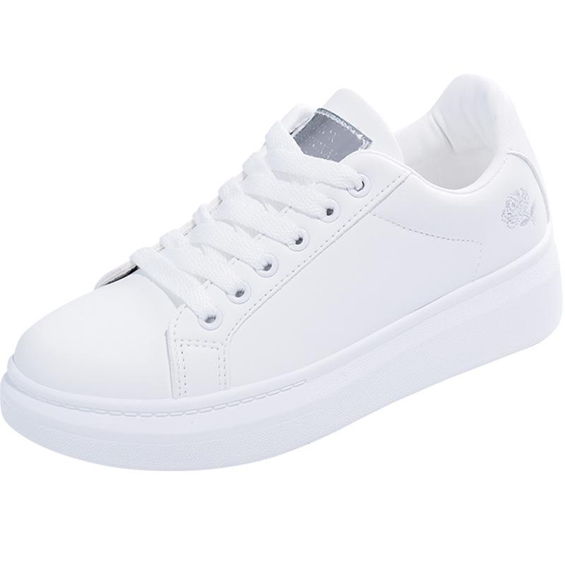 Shoes Women Running Spring Autumn Fashion White Breathable Embroidered Flower Lace-Up Casual Sneakers Zapatos De Mujer