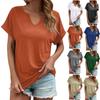 Женский однотонный свободный повседневный топ с вырезом и короткими рукавами для поездок на работу
