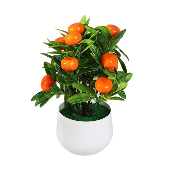 Имитация бонсай, не увядает, никогда не выцветает, устойчива к атмосферным воздействиям, легкий уход, 12 фруктов, искусственный апельсин, персик, фрукты, бонсай, декор для гостиной