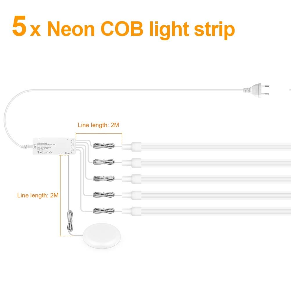 Embeded Acoustic Wall Panel Decor Self-Adhesive Neon COB LED Light Tape Kit Wood Grain Grille Curtain Wall Lamp Touch Dimmer