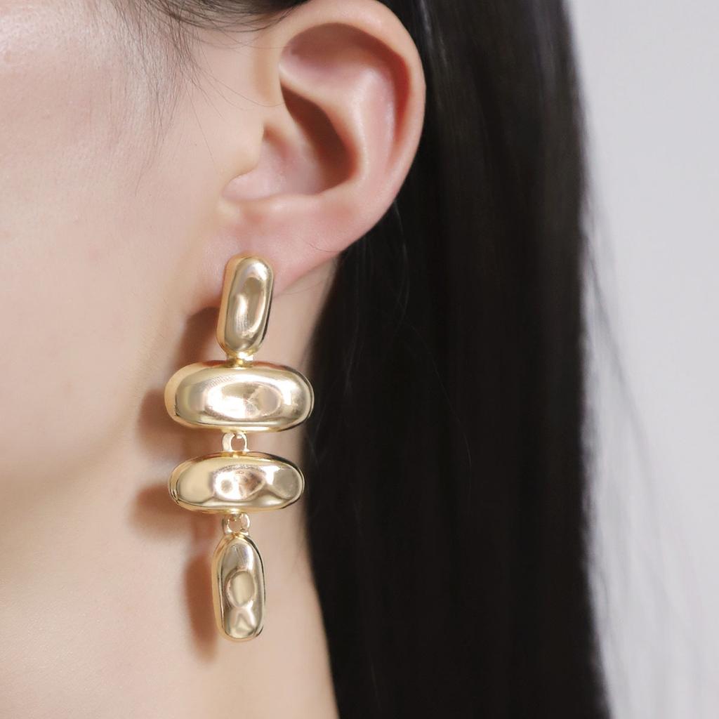 Новые летние модели, ретро легкая роскошь, высококлассные золотые и серебряные уникальные геометрические металлические длинные модные женские серьги