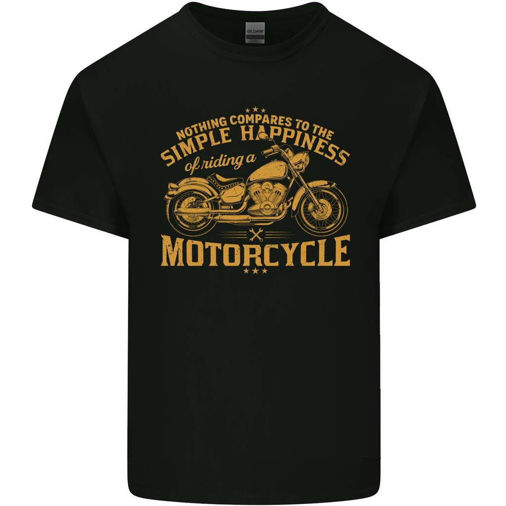 Simple Happiness Biker Motorcycle Motorbike Mens Light Cotton T-Shirt
