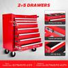 Передвижной металлический ящик для инструментов с 7 ящиками на колесиках - высоконадежный запирающий механизм, высокопрочная холоднокатаная сталь, надежная безопасная кладка для инструментов