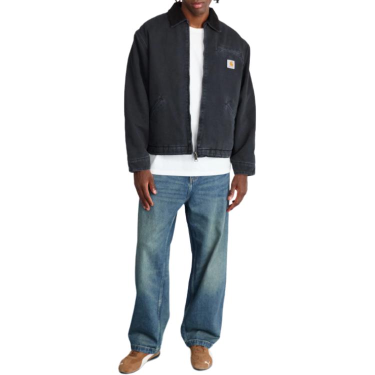 Carhartt WIP Однотонная джинсовая куртка с карманом-меткой на молнии, свободного кроя, с длинным рукавом, мужские куртки I03587800E06