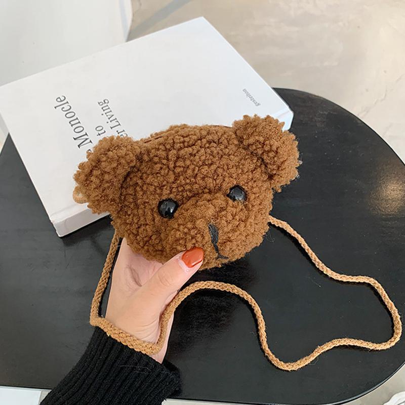 Childrens Animal Plush Bear Bag Cute Cartoon Shoulder Messenger Purse Fluffy Toy for School Picnic