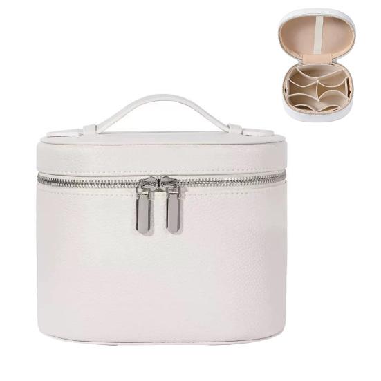Дорожная косметичка из водонепроницаемой искусственной кожи с разделителем и ручкой, портативная косметичка для женщин.