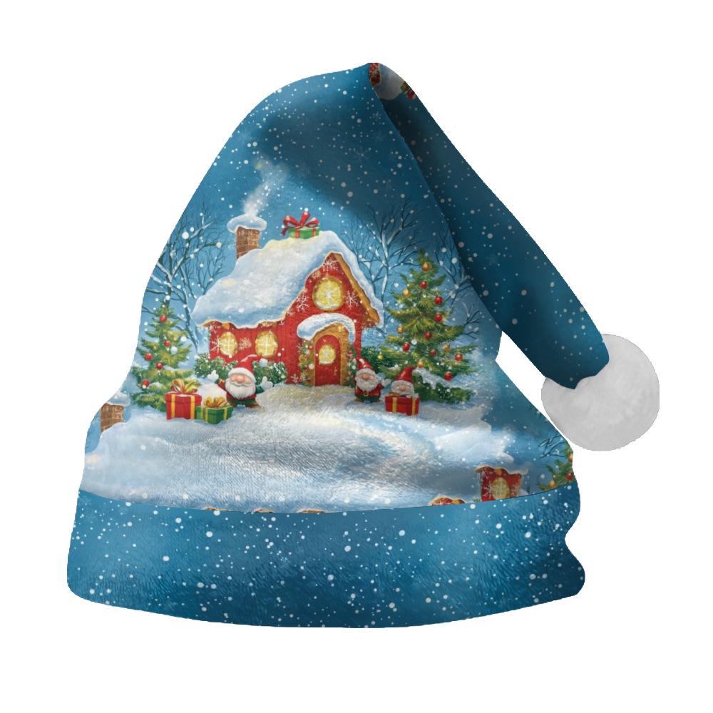 Двусторонняя флисовая рождественская шапка 2024 года с бархатом для детей и взрослых