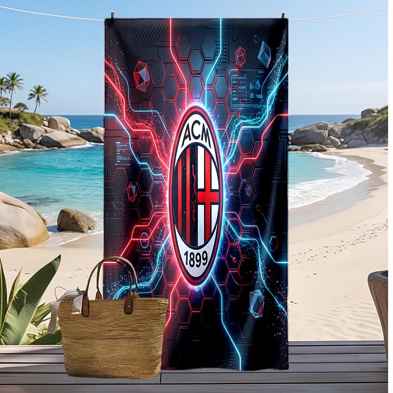 Пляжное полотенце с принтом AC Milan, быстросохнущее, мягкое, портативное, большое, прямоугольное, пляжное покрывало для путешествий, бассейна