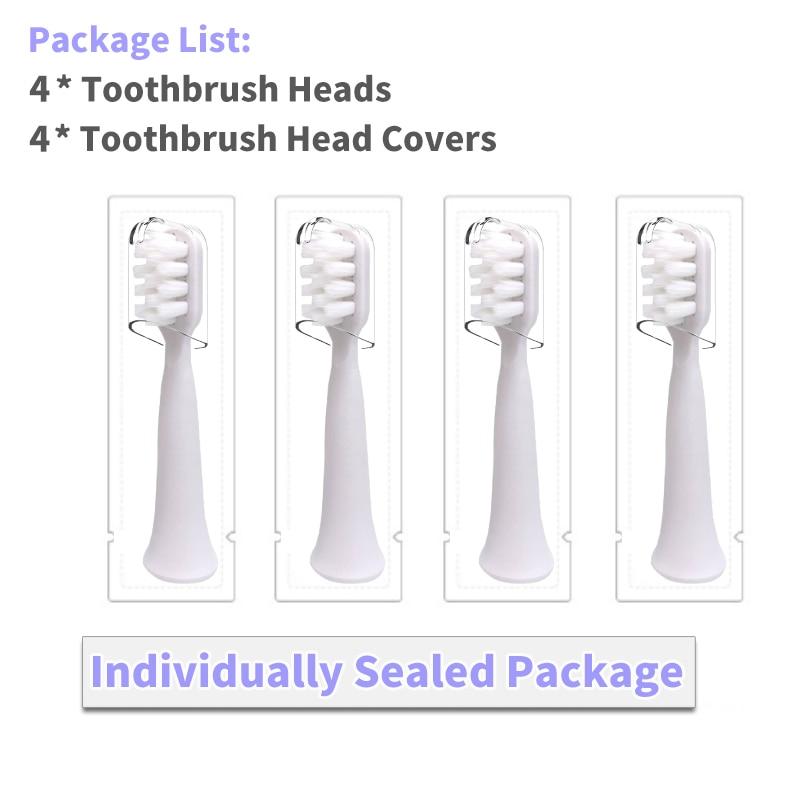 Brush Heads for Xiaomi Mijia T100 Toothbrush Heads Gum Care Soft Toothbrush Heads with Protecting Caps for Healthy Brushing