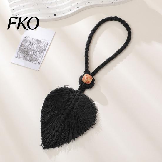 Hand-Knotted Curtain Strap Braided Leaf Tieback, Boho Cotton Rope Holder, Fringe Living Room Tieback Edge Knotted Draperies Holder for Bedroom